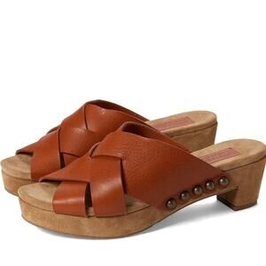 Pedro García Nena Chutney Crisscross Leather Peep Toe Slide Clog Sandals Sz 41